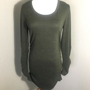 Long Sleeve Maternity Dress: Dark green